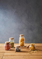 Luca Square 800Ml Glass Jar With Wooden Lid