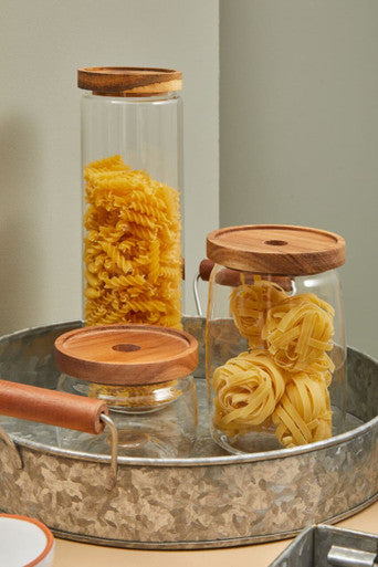 Glass Storage Jar with Acacia Lid 560 Ml | Tromso
