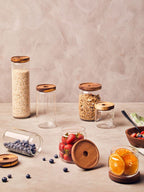 Glass Storage Jar with Acacia Lid 560 Ml | Tromso