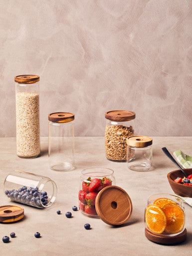 Glass Storage Jar with Acacia Lid 560 Ml | Tromso