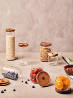 Glass Storage Jar with Acacia Lid 560 Ml | Tromso