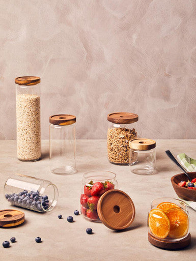 Glass Storage Jar with Acacia Lid 560 Ml | Tromso