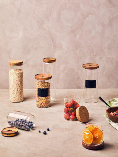 Glass Storage Jar with Acacia Lid and Chalkboard 1800 Ml | Tromso