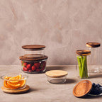300Ml Glass Container with Acacia Lid | Freska