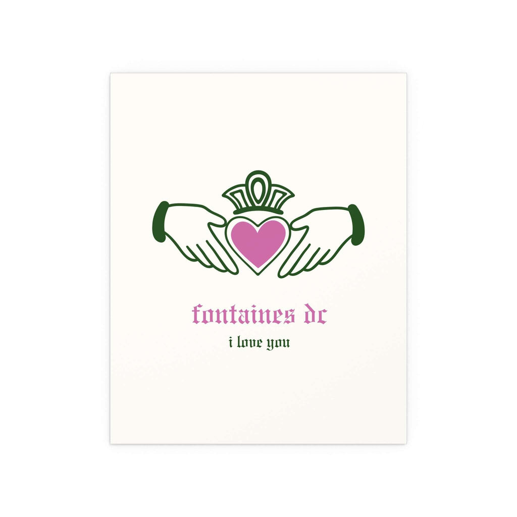 Fontaines DC - I Love You - Irish Claddagh (Off-white + Green + Pink)