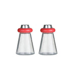 Cone Condiments Red Plastic/Glass Salt and Pepper Shakers