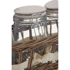 Set of 3 Glass Jars in a Basket | Country Cottage