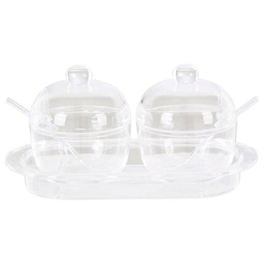 Set of 2 Condiment Pots with Tray | Gozo