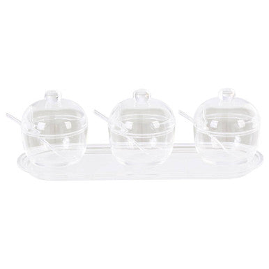 Set of 3 Condiment Pots with Tray | Gozo