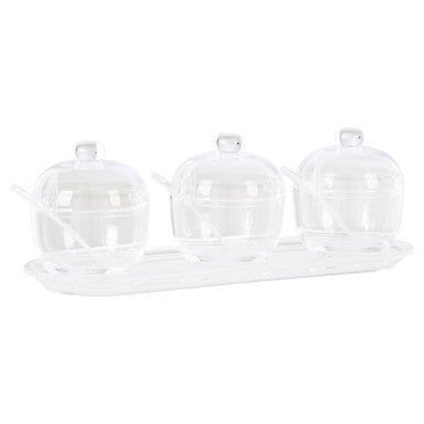 Set of 3 Condiment Pots with Tray | Gozo