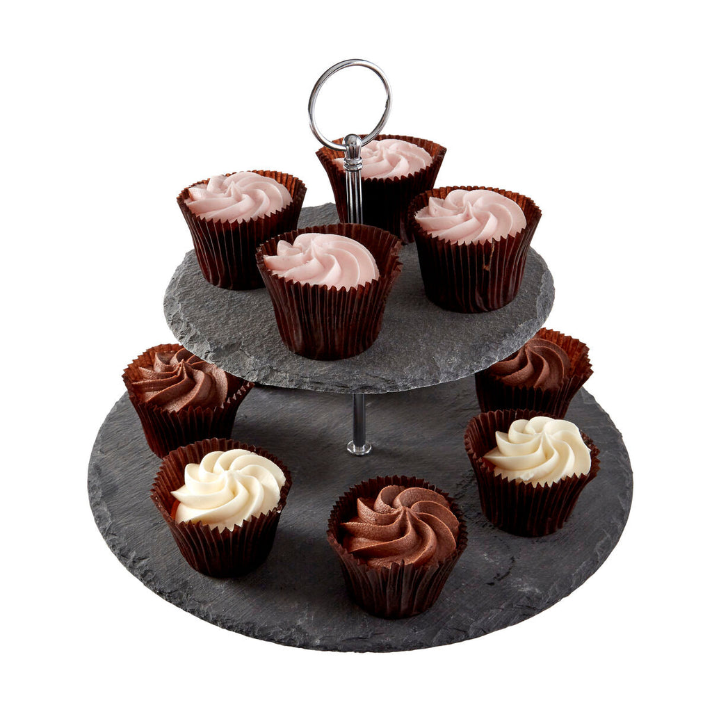 Preto 2 Tier Round Cake Stand | Slate
