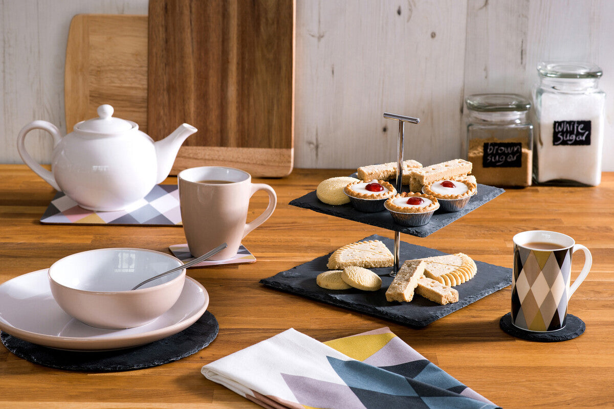 Preto 2 Tier Square Cake Stand | Slate