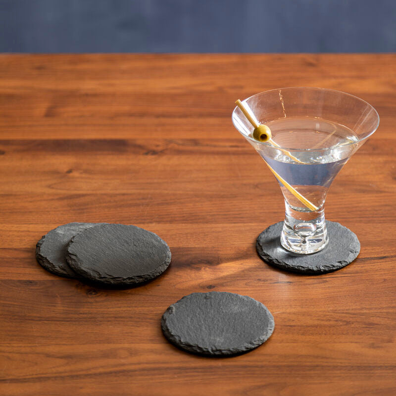 Preto Set of Four Round Coasters | Slate
