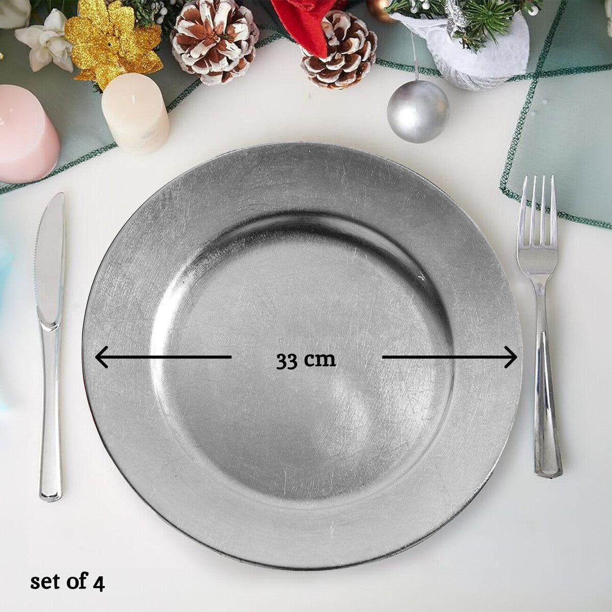 Silver Finish Charger Plate | Dia