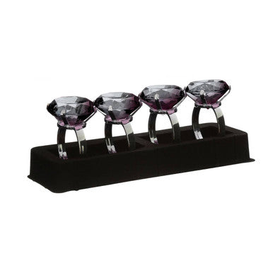 Set of Four Smoke Grey Napkin Rings | Diamante
