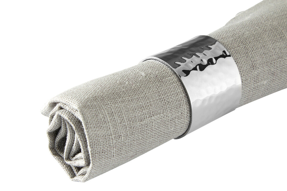 Set of Four Silver Finish Napkin Rings | Metallic Napkin Rings