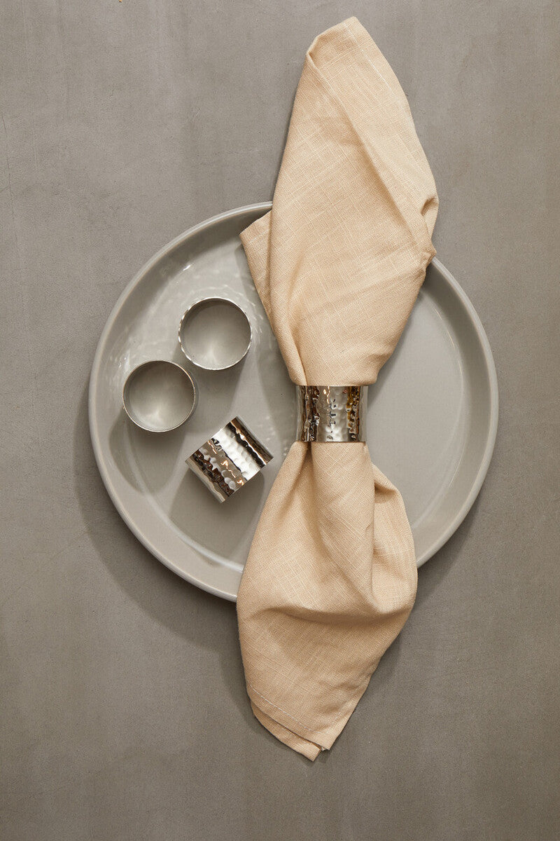 Set of Four Silver Finish Napkin Rings | Metallic Napkin Rings