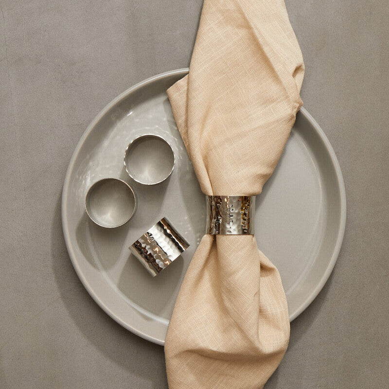 Set of Four Silver Finish Napkin Rings | Metallic Napkin Rings
