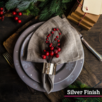 Set of Four Silver Finish Napkin Rings | Metallic Napkin Rings