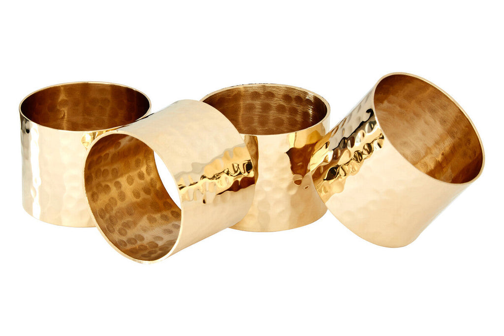 Set of Four Brass Finish Napkin Rings | Metallic Napkin Rings