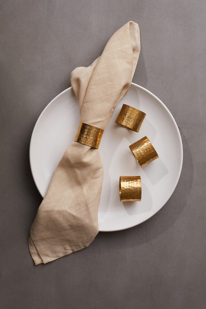 Set of Four Brass Finish Napkin Rings | Metallic Napkin Rings