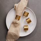 Set of Four Brass Finish Napkin Rings | Metallic Napkin Rings