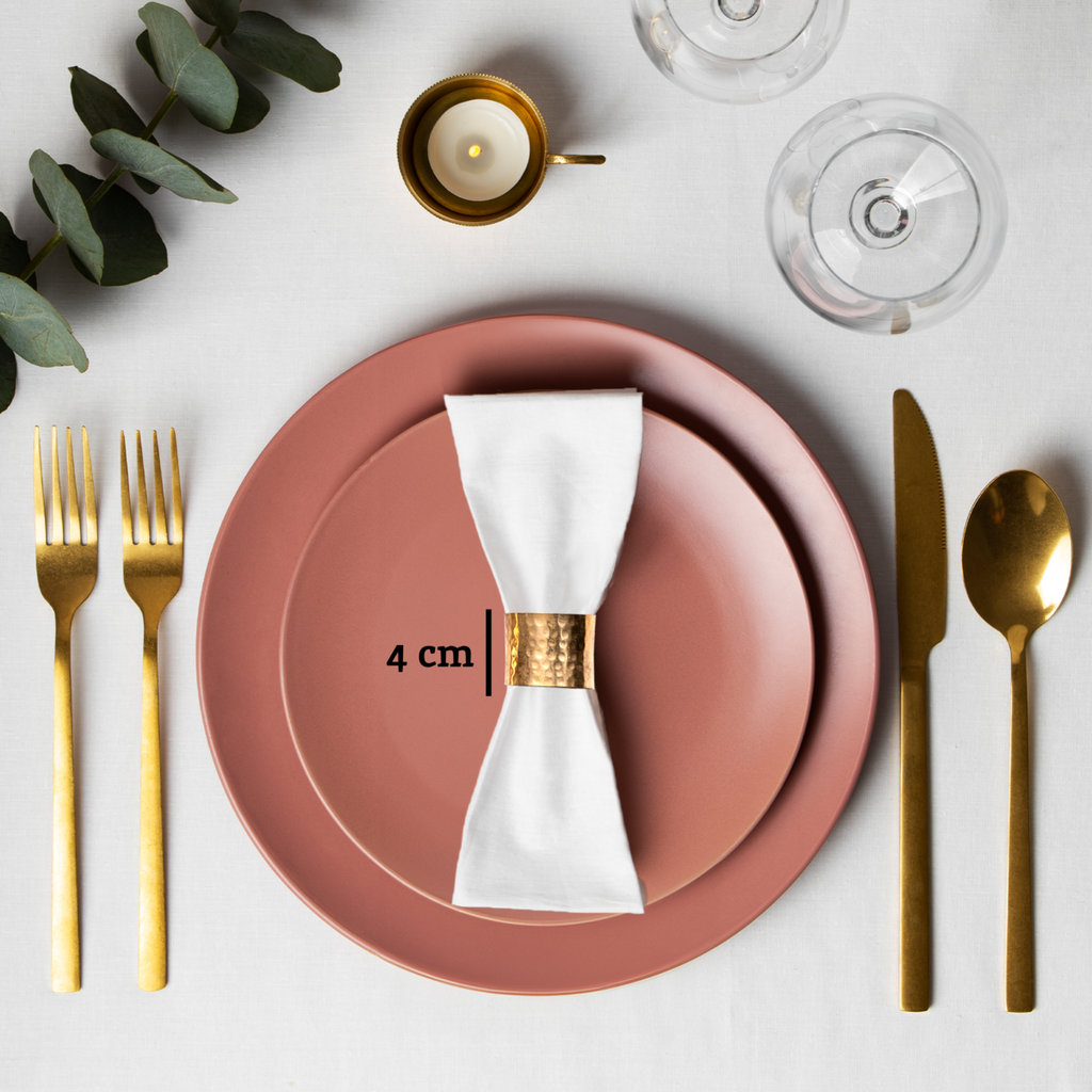 Set of Four Brass Finish Napkin Rings | Metallic Napkin Rings