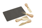 Slate Board and 4 Piece Cheese Knife Set in Gold Finish | Carter