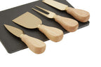 Slate Board and 4 Piece Cheese Knife Set in Gold Finish | Carter