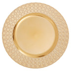 Gold Charger Plate with Octagon Pattern Rim | Dia