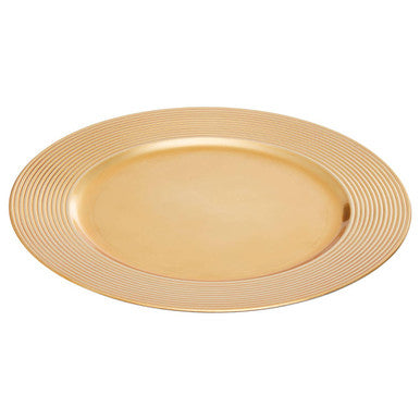 Gold Charger Plate with Ribbed Rim | Dia