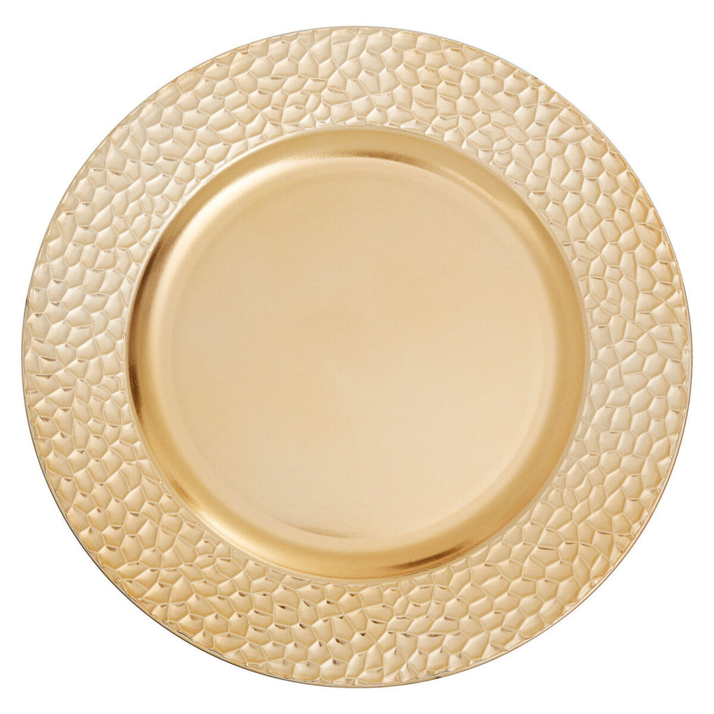 Gold Charger Plate with Hammered Rim | Dia