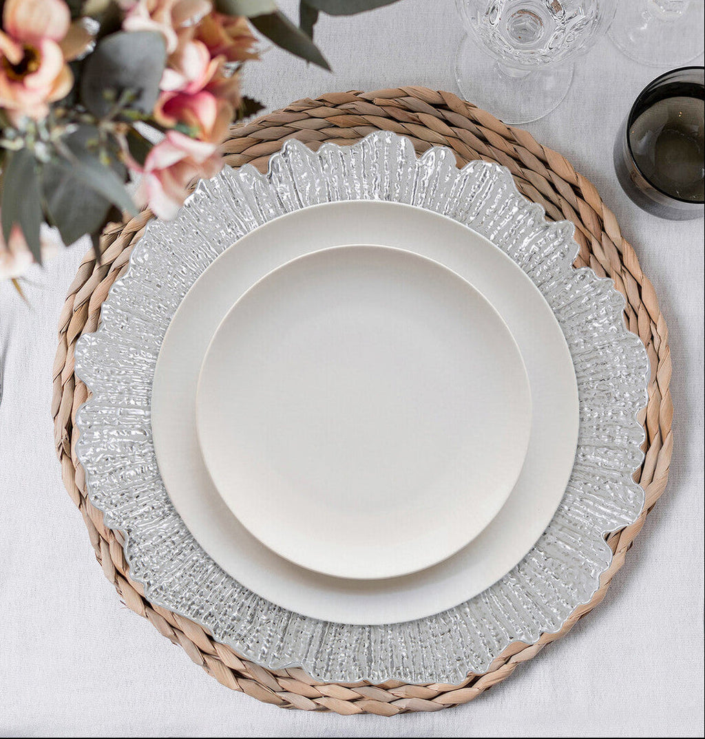 Silver Finish Reef Charger Plate | Dia