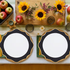 White and Black Scalloped Charger Plate | Dia
