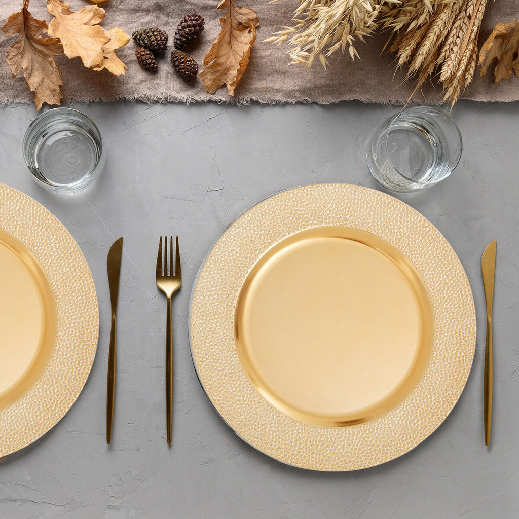 Gold Finish Pebble Effect Charger Plate | Dia