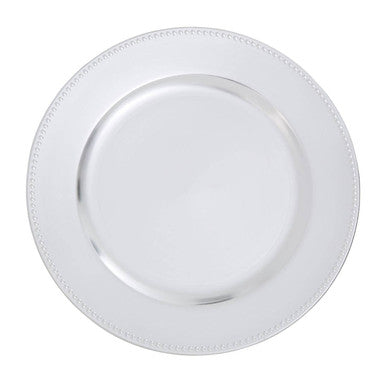 Silver Finish Dotted Charger Plate | Dia