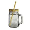 Bocal Embossed Mason with Yellow Lid | Square Jar Mug