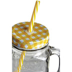 Bocal Embossed Mason with Yellow Lid | Square Jar Mug