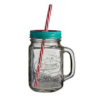 Bocal Embossed Mason with Watermelon Lid | Square Jar Mug