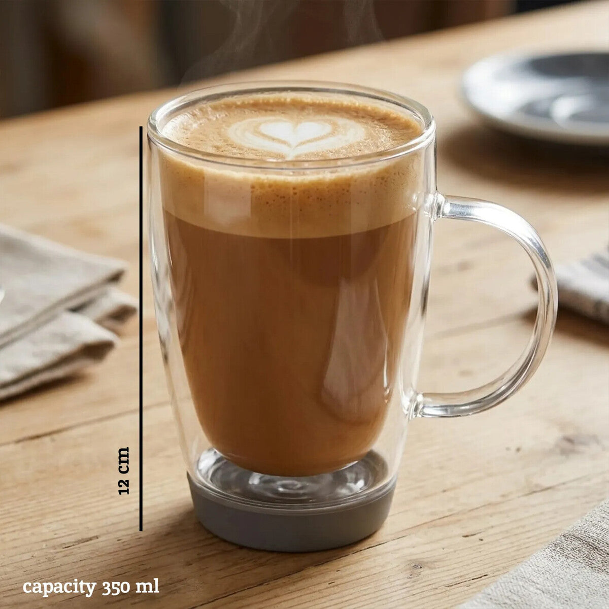 Amari Double Wall Glass Mug with Silicone Base 350ml