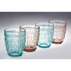 Fleur Set Of Four Pink and Blue Glass Tumblers