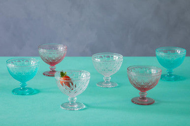 Set of Two Pink Glass Sundae Dishes | Fleur