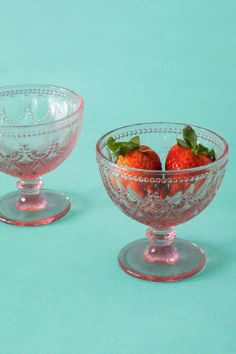 Set of Two Pink Glass Sundae Dishes | Fleur