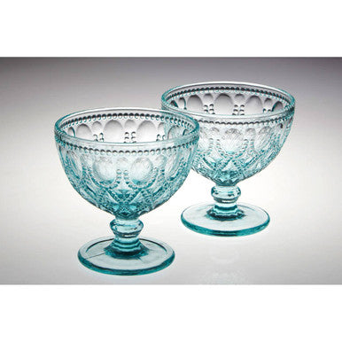 Set of Two Blue Glass Sundae Dishes | Fleur