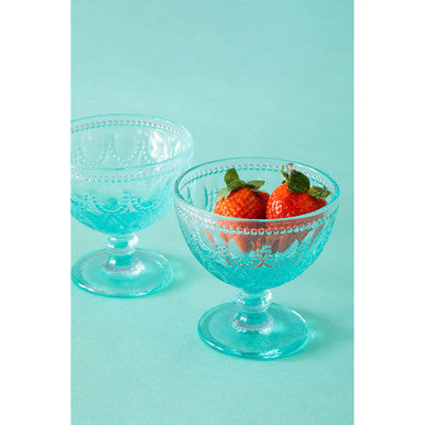 Set of Two Blue Glass Sundae Dishes | Fleur