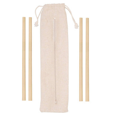 Set of 4 Bamboo Straws with Cleaning Brush | Mimo