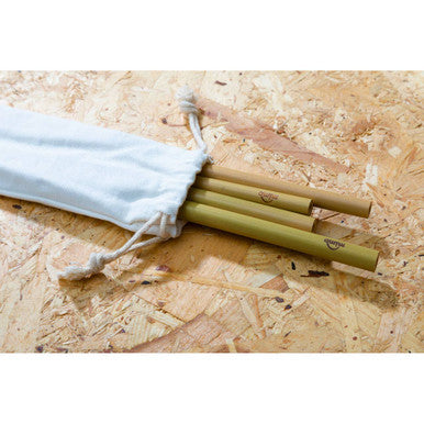 Set of 4 Bamboo Straws with Cleaning Brush | Mimo