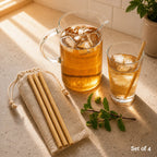 Set of 4 Bamboo Straws with Cleaning Brush | Mimo