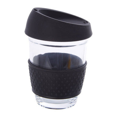 Glass Mug with Black Silicone Band Lid | Mimo