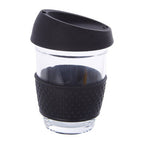 Glass Mug with Black Silicone Band Lid | Mimo